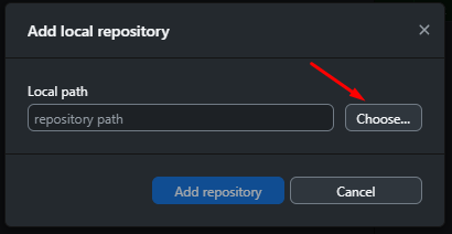 Imagem da tela para escolher um repositório