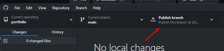 Imagem do botão Publish Commit da aplicação GitHub Desktop
