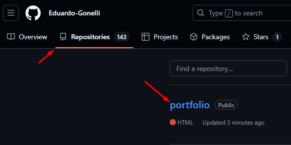 Imagem da página do GitHub com o repositório recém criado e atualizado