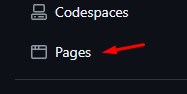 Imagem do botão Pages no GitHub Pages