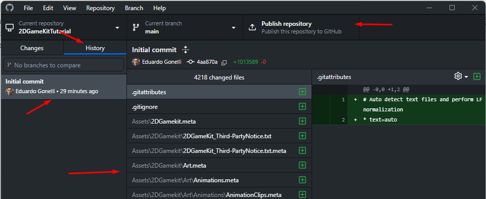 Imagem da tela para publicar o repositório