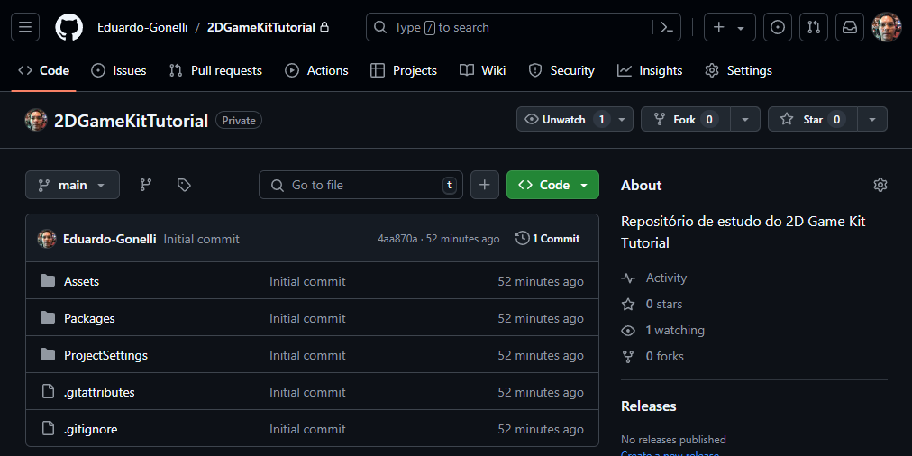 Imagem da página do repositório no GitHub