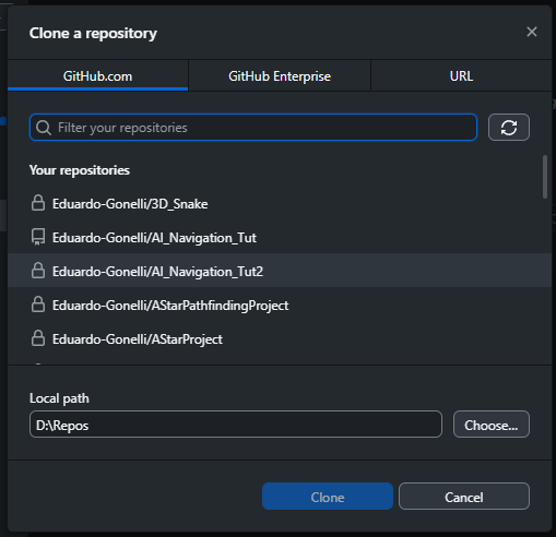 Imagem da tela de clonagem de um repositório