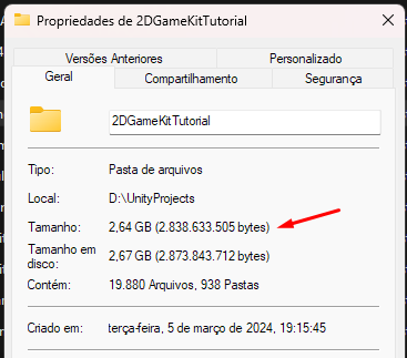 Imagem do tamanho do projeto no repositório do GitHub
