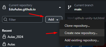 Imagem da tela de criação de um novo repositório Git