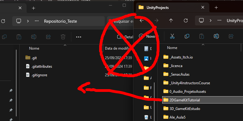 Exemplo de erro ao colocar a pasta dentro do repositório